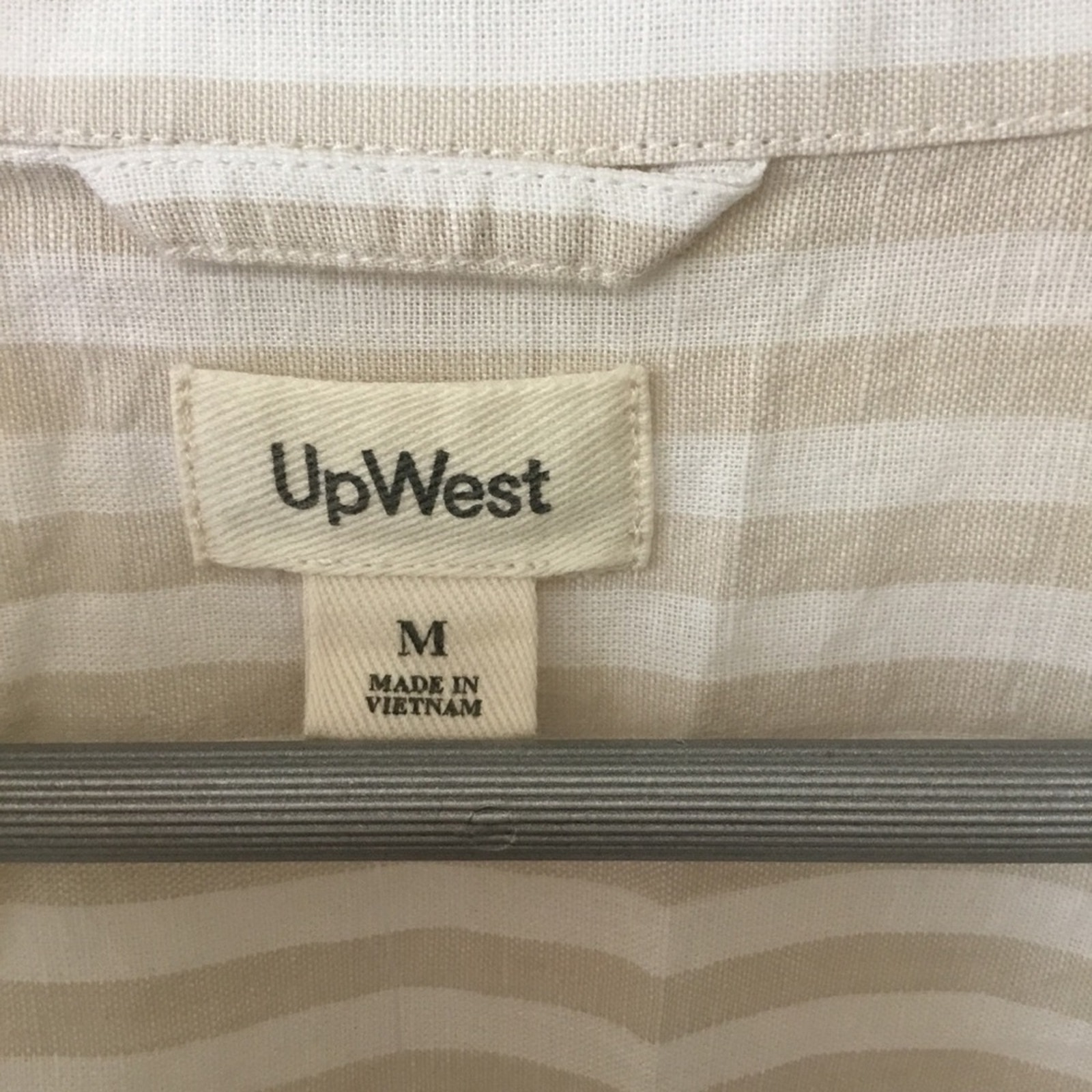 Upwest Cream And White Striped Button Shirt — image 3 of 8
